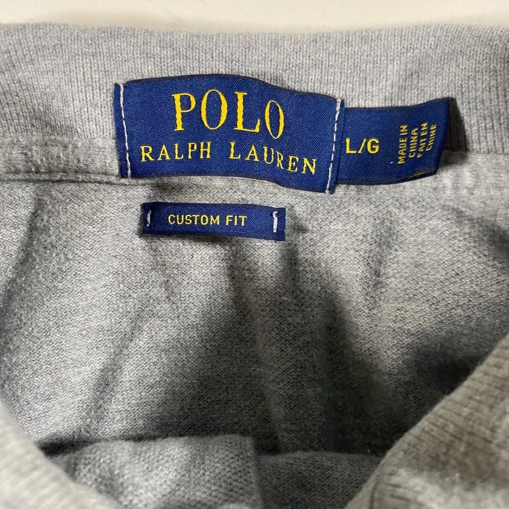 Polo Ralph Lauren Mens Custom Fit Polo Shirt Gray Short Sleeve Large B208